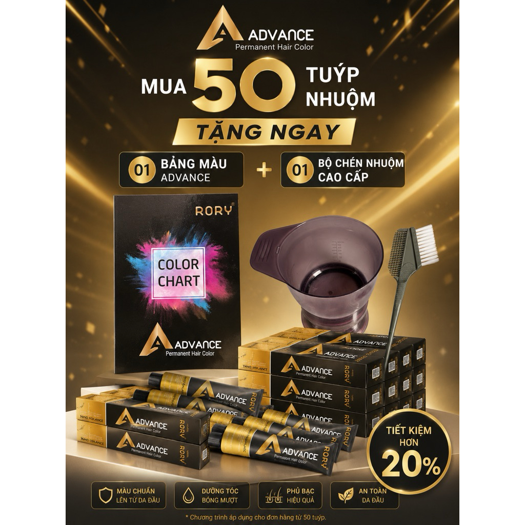 Kem nhuộm tóc không aminiac RORY 100ml, Kem nhuộm tóc hương thơm Rory (chưa oxy)