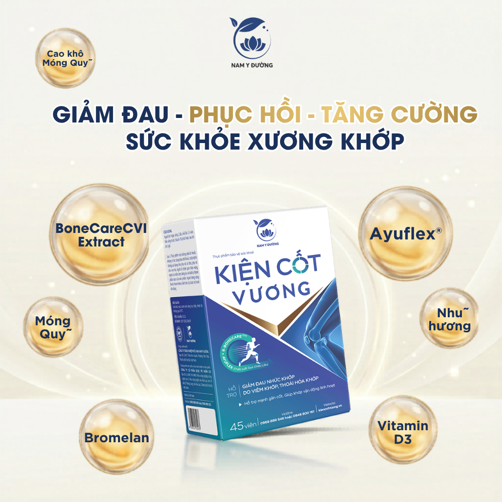 [Combo 2 Tặng 1] Kiện Cốt Vương - Viên Uống Hỗ Trợ Cải Thiện Xương Khớp - Lọ 45 Viên