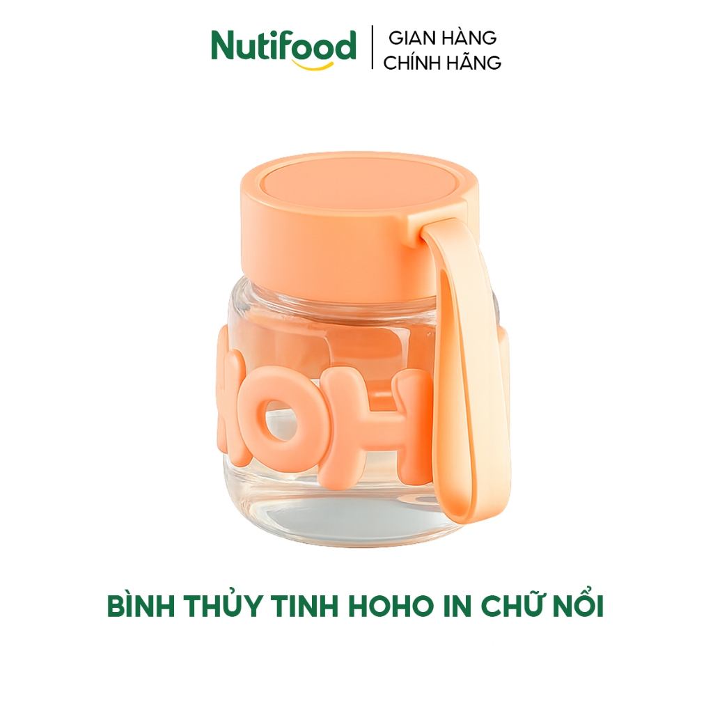 [Quà tặng không bán] Bình thủy tinh HOHO in chữ nổi