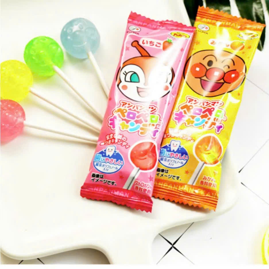 Kẹo Mút Chú Hề Trái Cây Anpanman Fujiya Nhật Bản. Kẹo Apaman Đủ Vị Hộp 25 Cây