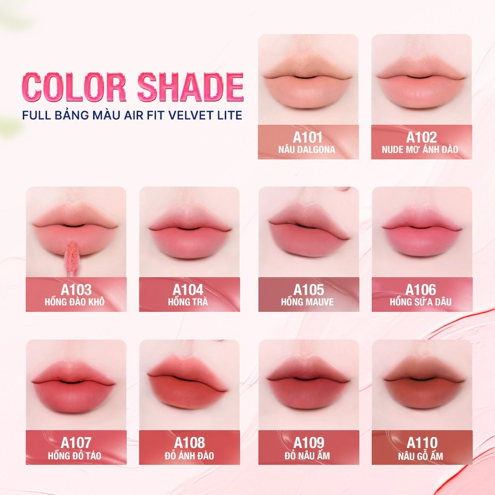 Son Black Rouge Air Fit Velvet Lite và Glow Tint 4.2g