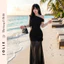 Đầm Trễ Vai Nữ Dáng Dài Ôm Body Phối Voan Đính Hoa JOLIE