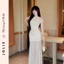 Đầm Trễ Vai Nữ Dáng Dài Ôm Body Phối Voan Đính Hoa JOLIE