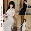Đầm Trễ Vai Nữ Dáng Dài Ôm Body Phối Voan Đính Hoa JOLIE