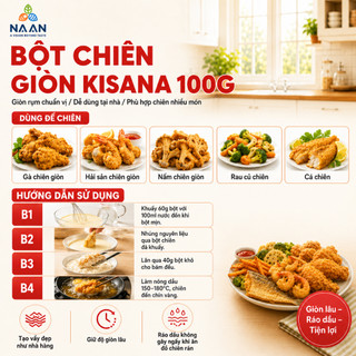 [DATE 30/10/2026] Bột Chiên Giòn Ngon Tẩm Vị Kisana 1KG, Bột Tẩm Gà Rán, Chiên Hải Sản, Rau Củ Đa Năng Siêu Giòn Ráo Dầu