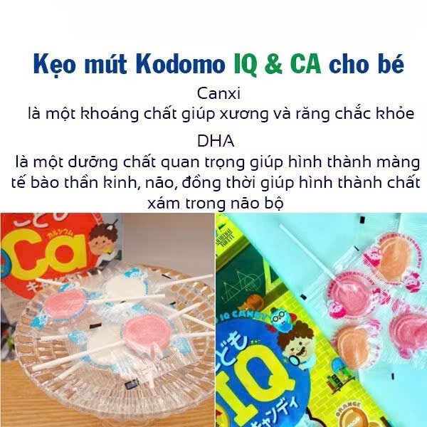 Kẹo Mút Kodomo IQ & CA & Vitamin Nhật Bản Cho Bé. Gói 10 Que