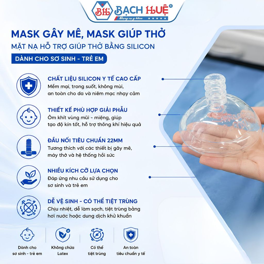 Mặt Nạ Thở Silicon Cho Trẻ Sơ Sinh Và Trẻ Em – Bộ Mask Mặt Nạ Hỗ Trợ Hô Hấp Y Tế Đầy Đủ Kích Cỡ