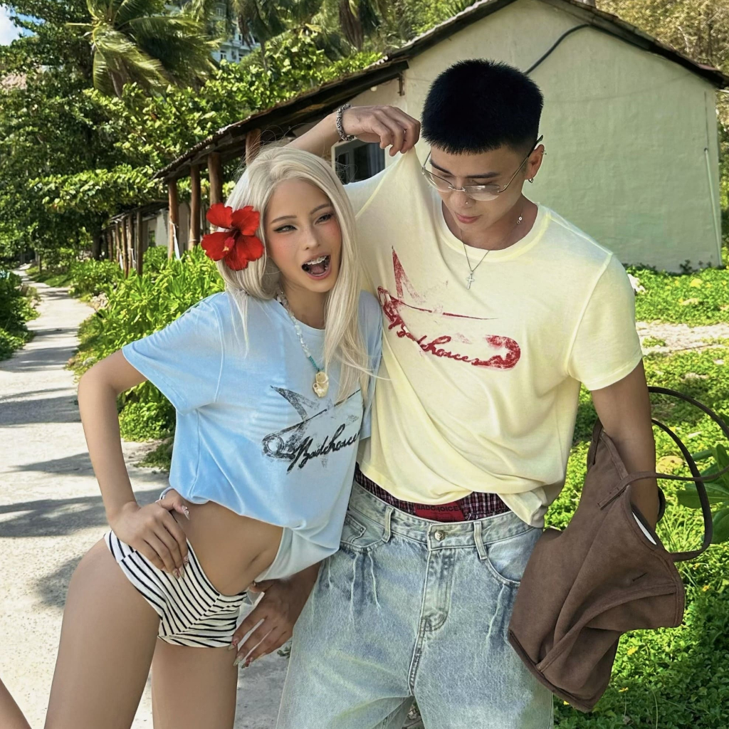 Bad Choices | Áo thun mỏng MELT TEE vải thun giấy in hình form boxy