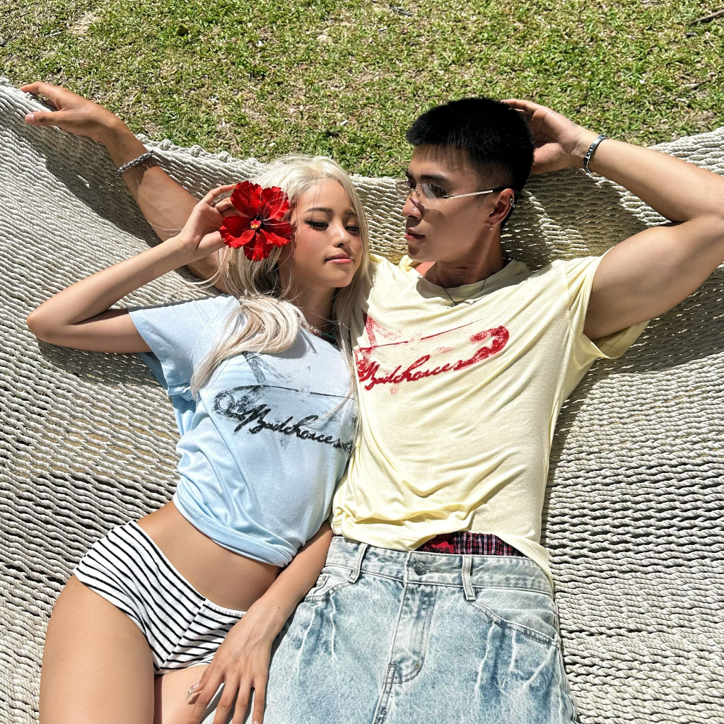 Bad Choices | Áo thun mỏng MELT TEE vải thun giấy in hình form boxy