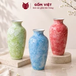 Bình, lọ hoa vân đá nhiều màu sắc cao 30cm, vành miệng chỉ vàng kim - Gốm sứ Bát Tràng - Gốm Việt — ảnh 1