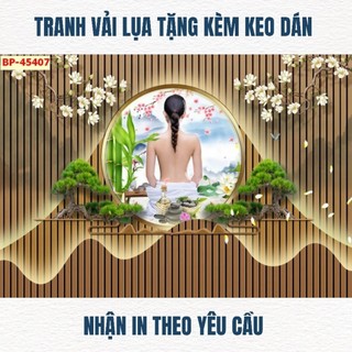 Tranh trang trí spa dưỡng sinh, decor gội đầu dưỡng sinh, tranh ngâm chân thảo dược in trên vải lụa (tặng kèm keo dán)