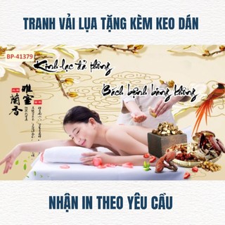 Tranh trang trí spa dưỡng sinh, decor gội đầu dưỡng sinh, tranh ngâm chân thảo dược in trên vải lụa (tặng kèm keo dán)