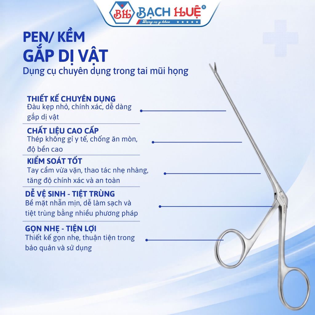 Kềm Gắp Dị Vật Tai Inox Cao Cấp – Pen Gắp Dị Vật Y Tế Chuyên Dụng Đủ Kích Thước 8.5cm / 14cm / 17cm