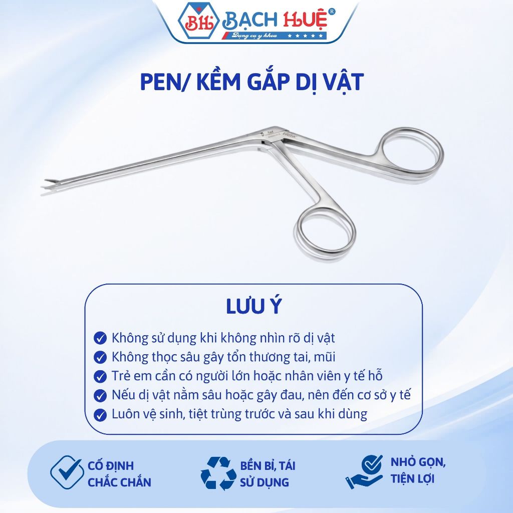 Kềm Gắp Dị Vật Tai Inox Cao Cấp – Pen Gắp Dị Vật Y Tế Chuyên Dụng Đủ Kích Thước 8.5cm / 14cm / 17cm