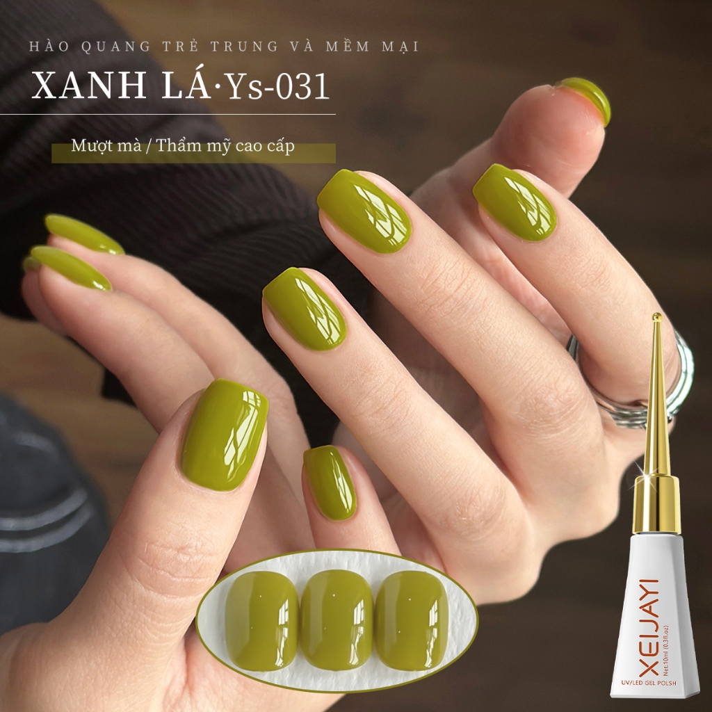 XEIJAYI 10ml - Sơn móng tay dạng gel màu xanh lá cây thời trang, màu sắc bền lâu, hoàn hảo cho mùa xuân.
