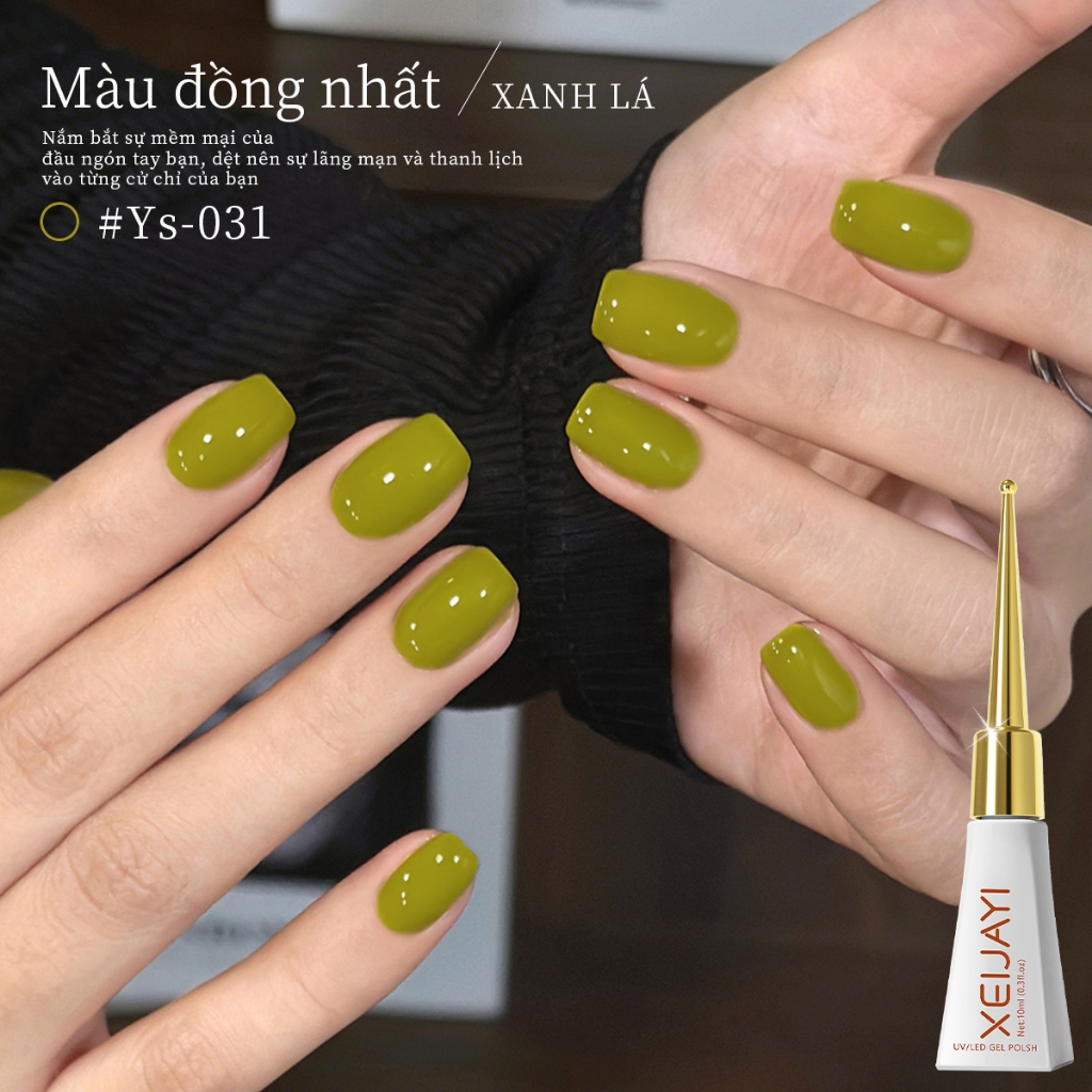 XEIJAYI 10ml - Sơn móng tay dạng gel màu xanh lá cây thời trang, màu sắc bền lâu, hoàn hảo cho mùa xuân.