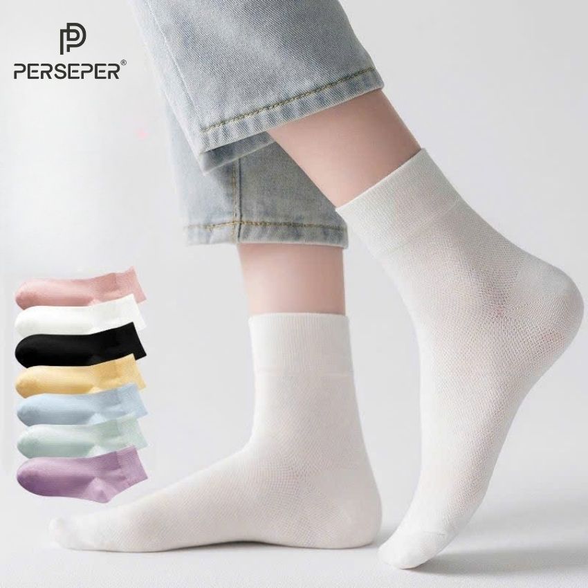 Tất cổ cao nữ nam trơn chất vải mềm dày vớ nữ nam cổ cao Unisex phong cách Hàn Quốc - Cherry Shop