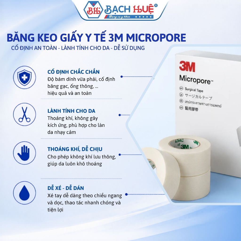 Hộp 12 Cuộn Băng Keo Giấy 3M Micropore 1530-1 Kích Thước 2.5cm x 9.1m–Băng Cuộn Giấy Y Tế Phẫu Thuật