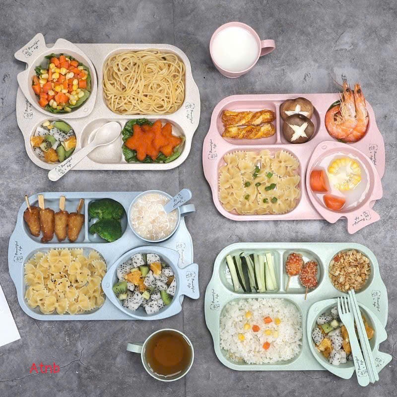 KHAY CƠM LÚA MẠCH 6 CHI TIẾT HÌNH CÁ SIÊU ĐÁNG YÊU