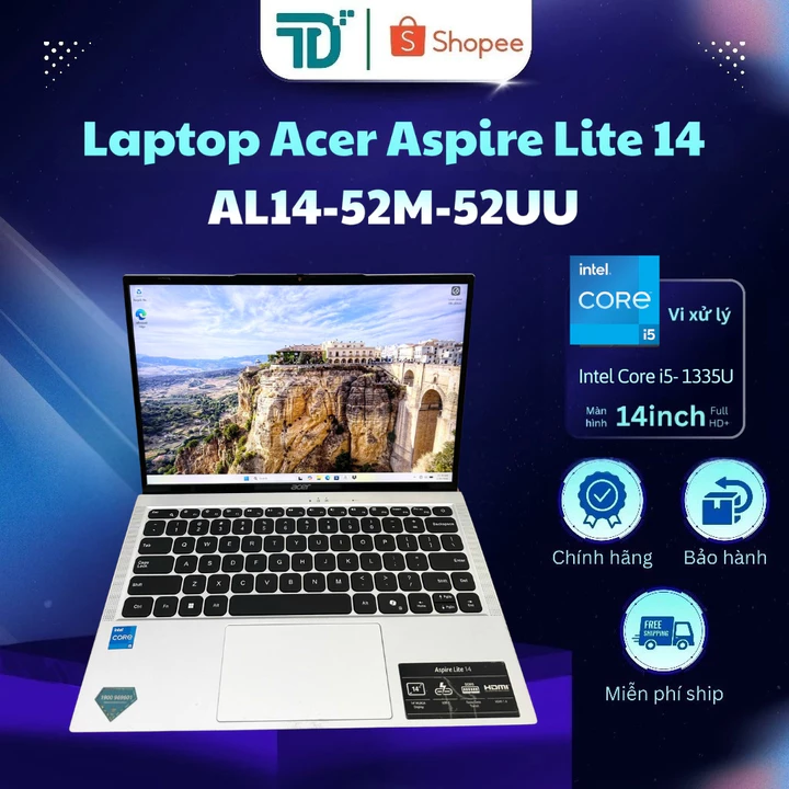 Acer Aspire Lite 14 AL14-52M-52UU i5 1335U/16GB/512GB/14" 2.2K/W11_Bạc - Laptop 98%