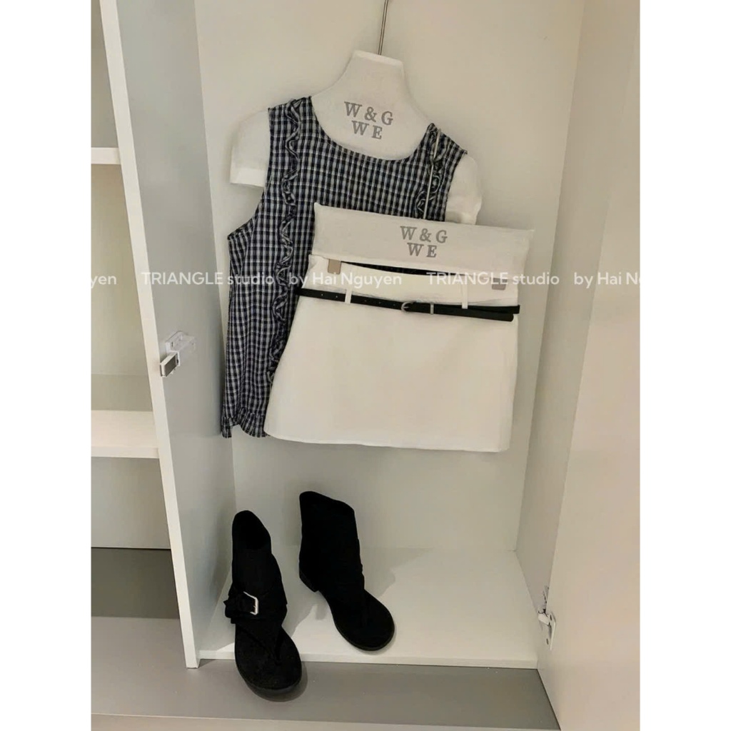 TRIANGLE - Everyday Skirt (Cân nhắc kỹ, return is not welcomed) Chân váy ngắn chuẩn tag Wgwe style Hàn Quốc kèm belt
