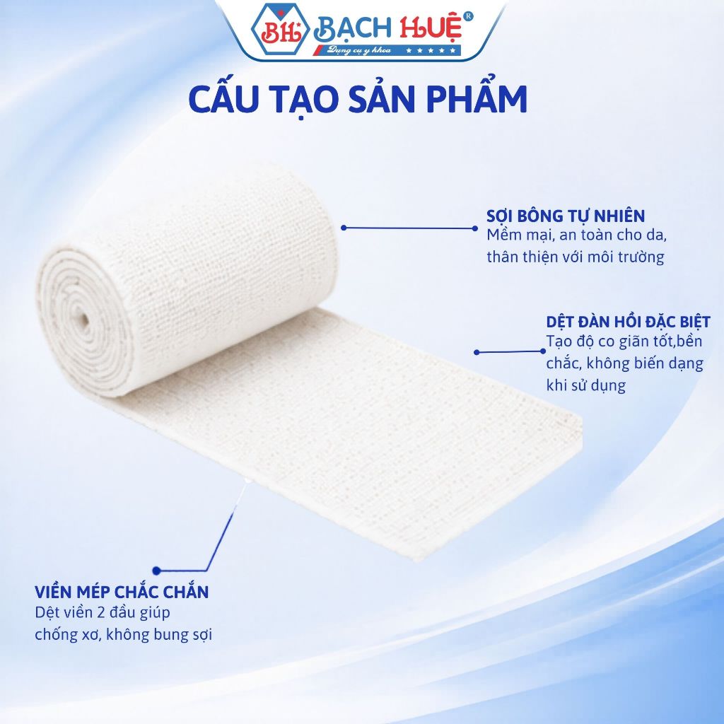 Combo 10 Cuộn Băng Thun Bảo Thạch Cao Cấp – Băng Thun Y Tế Cố Định Vết Thương, Băng Thun Cố Định