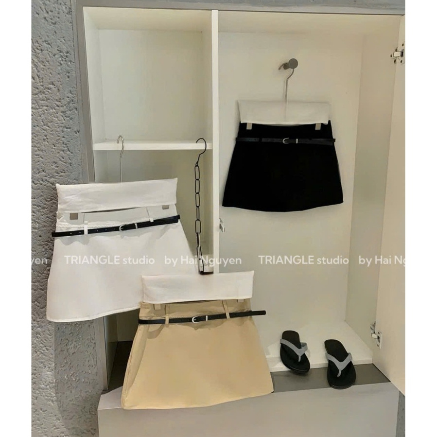 TRIANGLE - Everyday Skirt (Cân nhắc kỹ, return is not welcomed) Chân váy ngắn chuẩn tag Wgwe style Hàn Quốc kèm belt