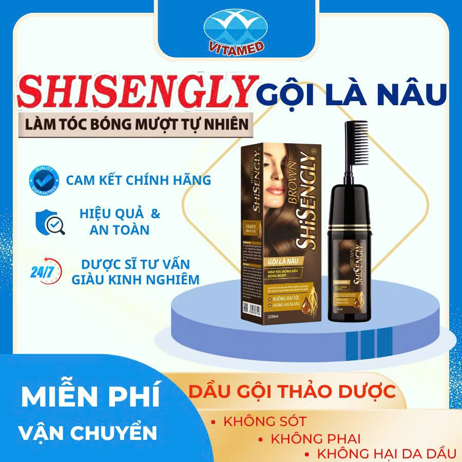 Dầu Gội Phủ Nâu Cao Cấp SHISENGLY Làm Nâu Tóc & Giảm Rụng Tóc - Hàng Chính Hãng - 200ML