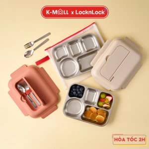 Hộp Cơm Inox Cho Bé LocknLock Little Luv LST980 (1.05L) - 2 Màu, Túi Đựng và Muỗng Nĩa - K-MALL