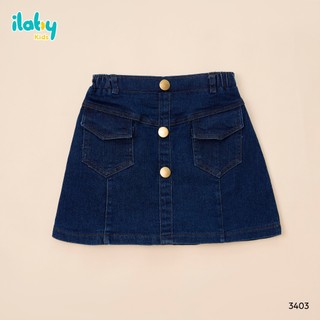 Mix set bộ bé gái ILABY HCM áo thun co giãn 4 chiều và chân váy jeans chữ A đính cúc [3802+3403]