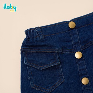 Mix set bộ bé gái ILABY HCM áo thun co giãn 4 chiều và chân váy jeans chữ A đính cúc [3802+3403]