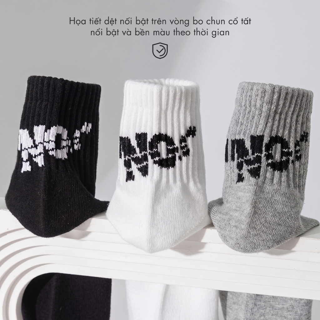 Tát vớ thể thao nam cổ vừa công nghệ dệt thoáng khí, họa tiết thêu unisex thời trang - Ekiu Shop
