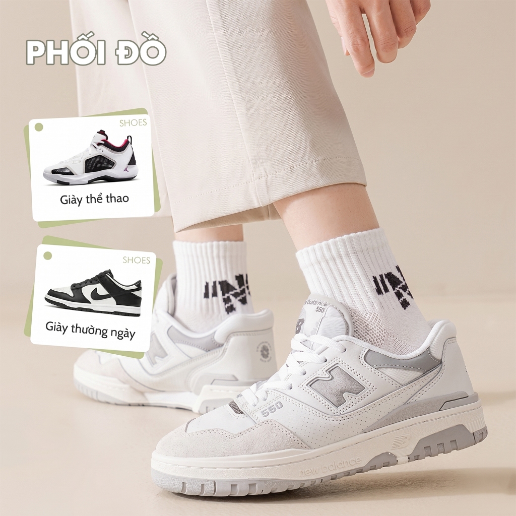 Tát vớ thể thao nam cổ vừa công nghệ dệt thoáng khí, họa tiết thêu unisex thời trang - Ekiu Shop