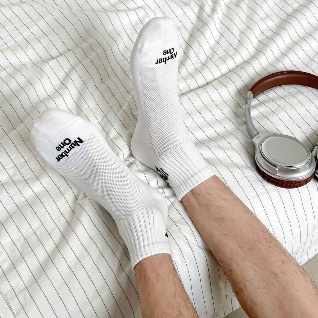 Tát vớ thể thao nam cổ vừa công nghệ dệt thoáng khí, họa tiết thêu unisex thời trang - Ekiu Shop