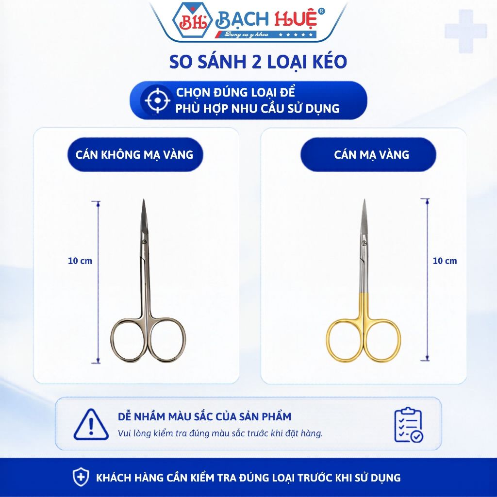 Kéo Cắt Chỉ 10cm Dáng Thẳng Nhọn Cán Vàng Và Cán Trắng – Kéo Y Tế Thẩm Mỹ Viện, Spa Nhỏ Gọn Siêu Sắc
