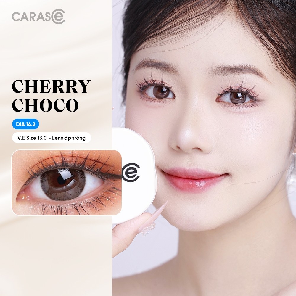 [1 chiếc] Kính Áp Tròng Khóa Ẩm 10H 3 Tháng Màu Nâu Choco CARASE, Lens Cận S CHERRY CHOCO ( 1 chiếc)