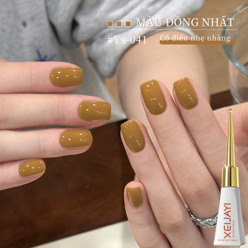 XEIJAYI 10ml - Warm-toned earthy yellow gel nail polish, bền màu và thích hợp sử dụng tại nhà.