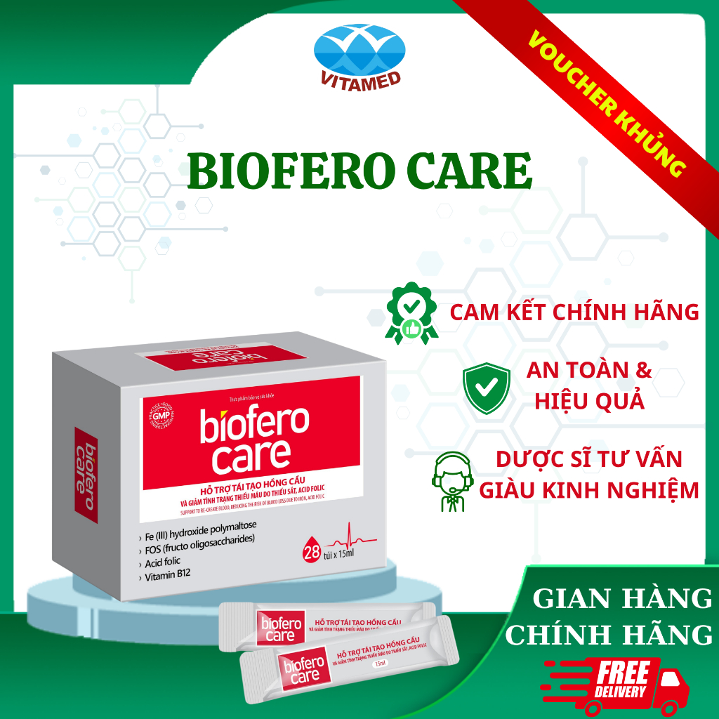 Biofero Care - Hỗ Trợ Tạo Hồng Cầu Hộp 28 Gói * 15 ML