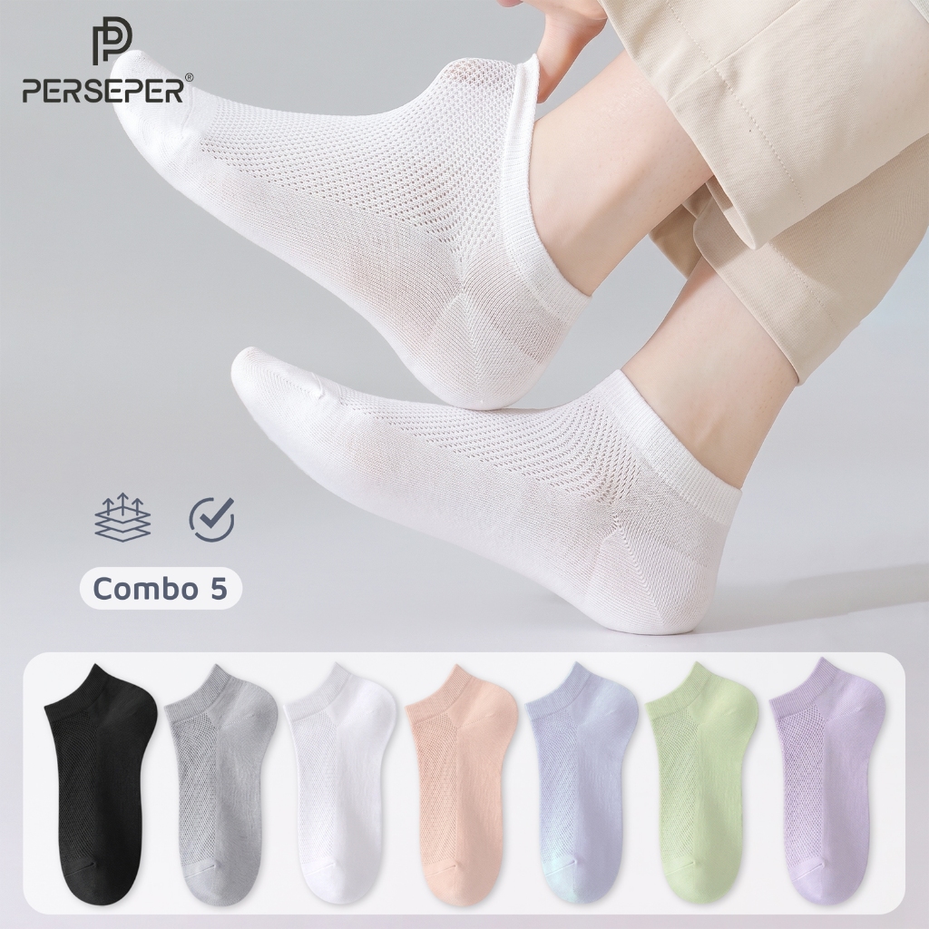 Tất vớ nữ hè cổ thấp công nghệ dệt lưới thoáng khí, chất liệu mềm mịn thấm hút mồ hôi tốt - Ekiu Shop