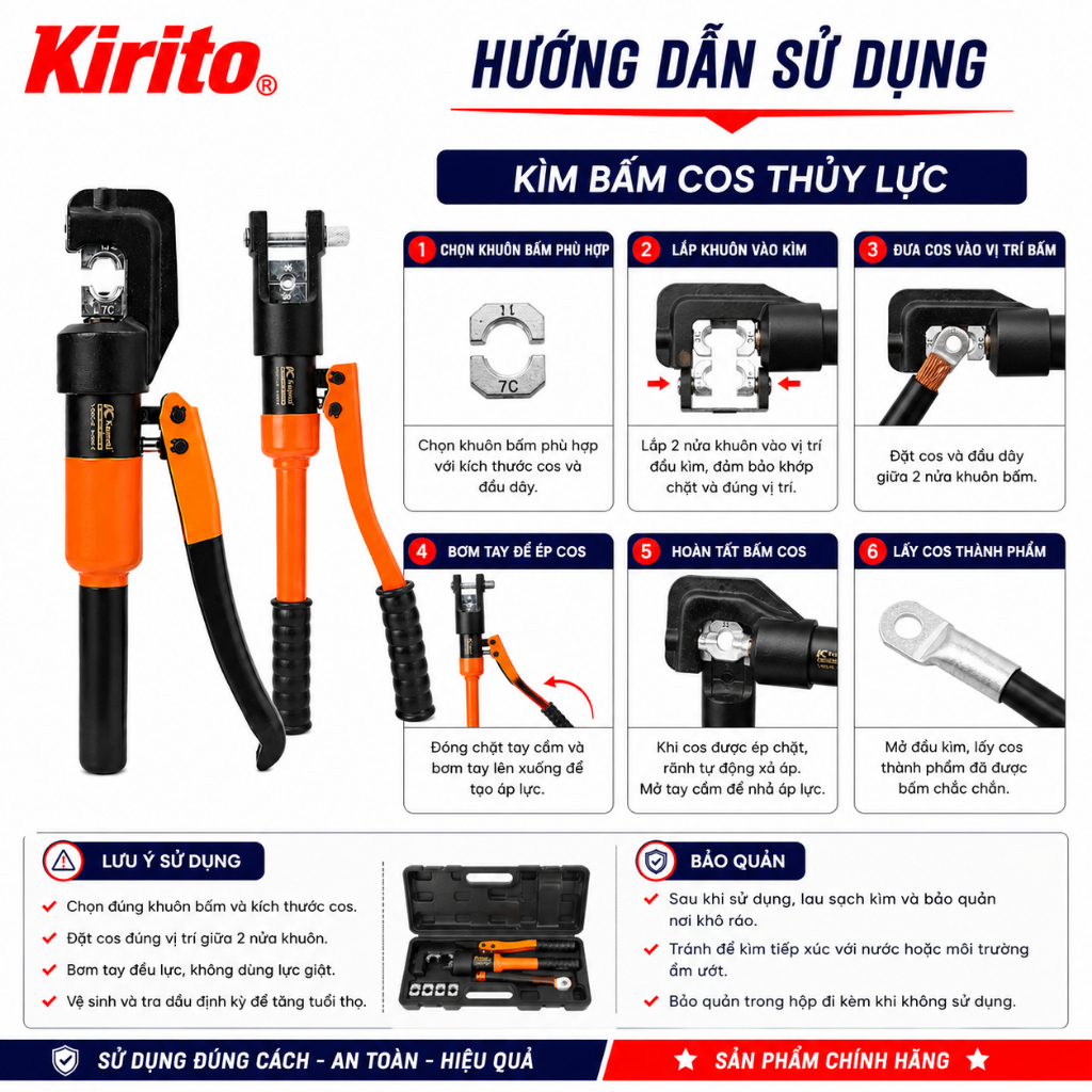 Kìm Bấm Cos Thủy Lực KAPUSI JAPAN YQK-70/120/240/300 - Kìm Ép Cos Lục Giác Cao Cấp