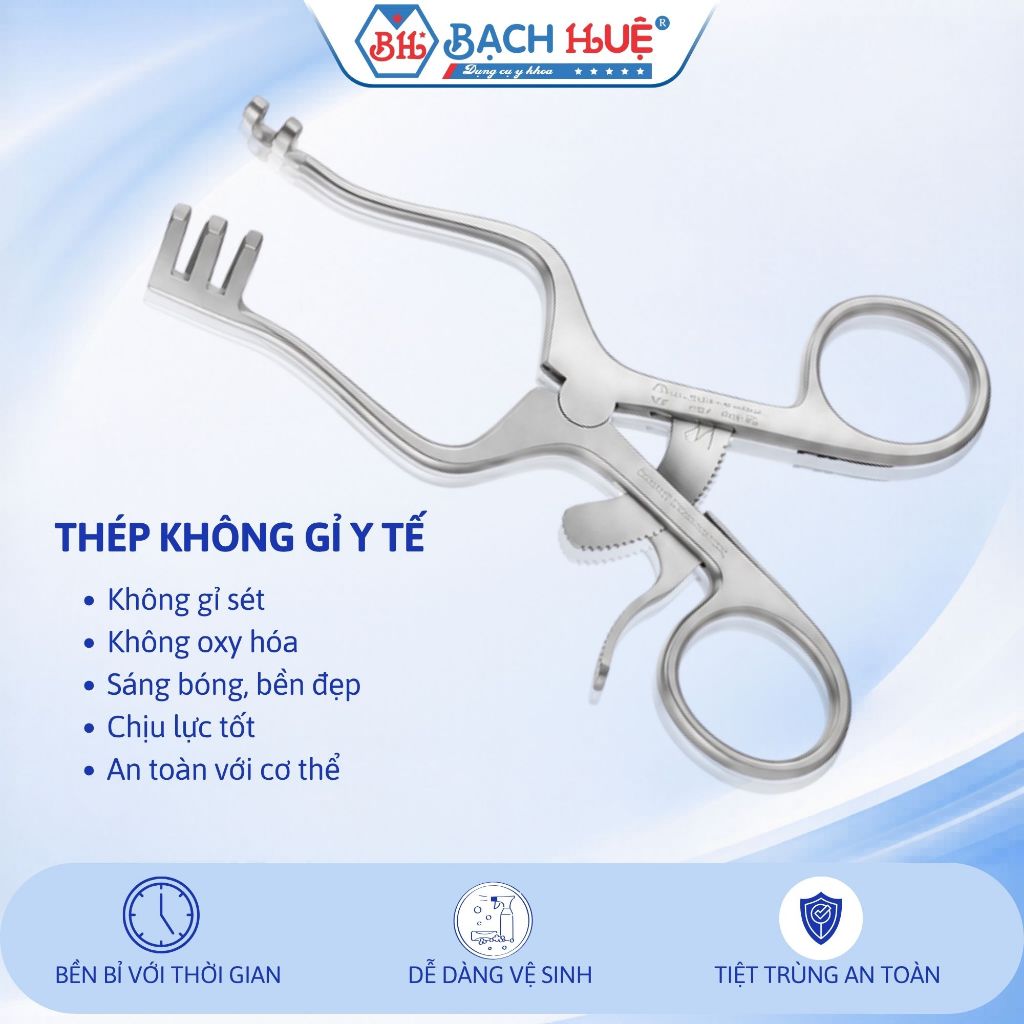 Kềm Panh Banh Vết Thương Tự Động 3x4 Răng Inox – Panh Phẫu Thuật, Banh Da Cố Định Vết Mổ Chuẩn Y Tế
