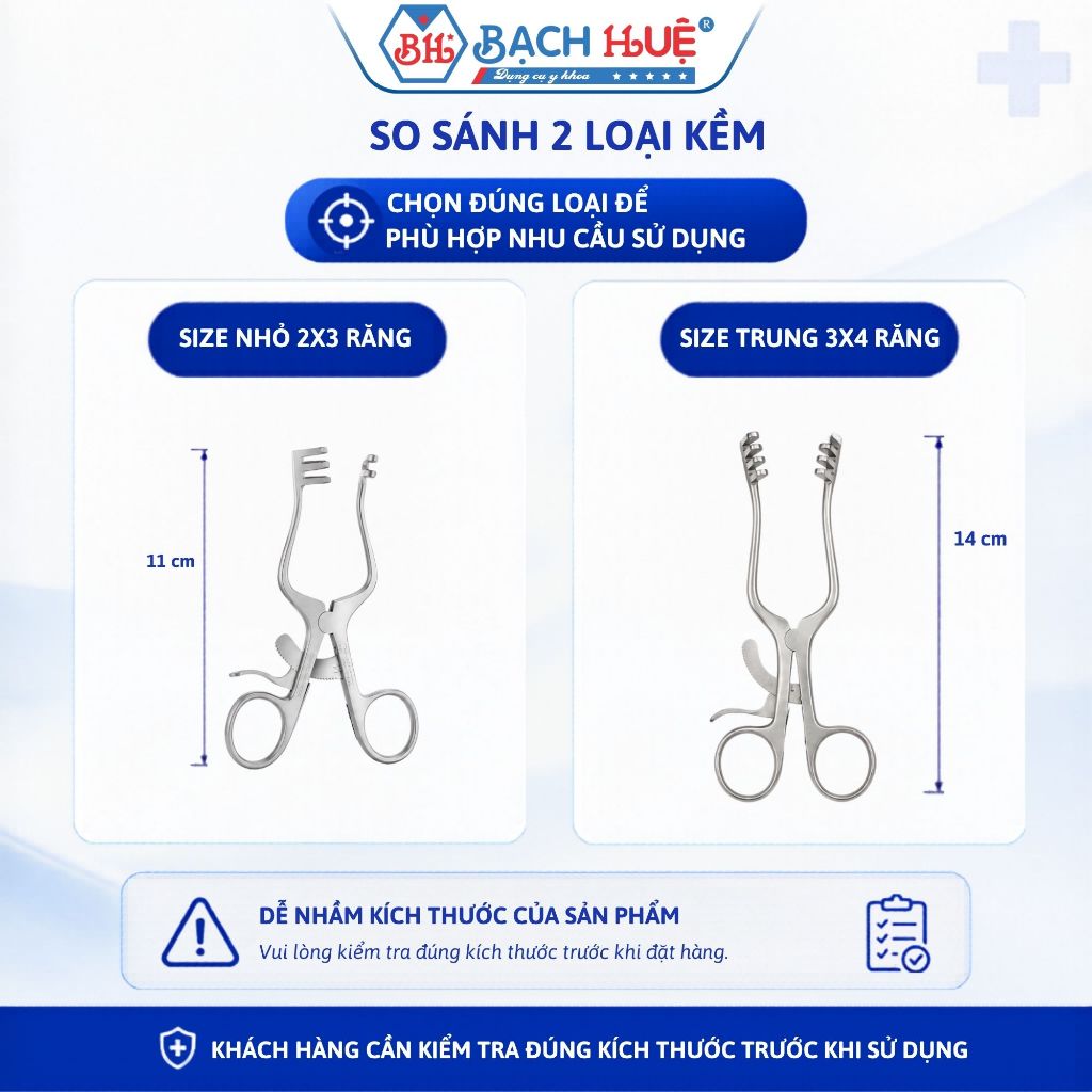 Kềm Panh Banh Vết Thương Tự Động 3x4 Răng Inox – Panh Phẫu Thuật, Banh Da Cố Định Vết Mổ Chuẩn Y Tế