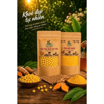Combo Viên Tinh Nghệ và Tinh Bột Nghệ Bác Ba Đúng túi giấy 100G Khối lượng tịnh