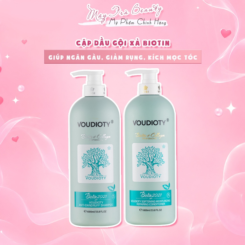 Dầu Gội, Xả Biotin Collagen Voudiot Xanh Dương giúp ngăn gàu, giảm rụng, kích mọc tóc 500ml-1000ml