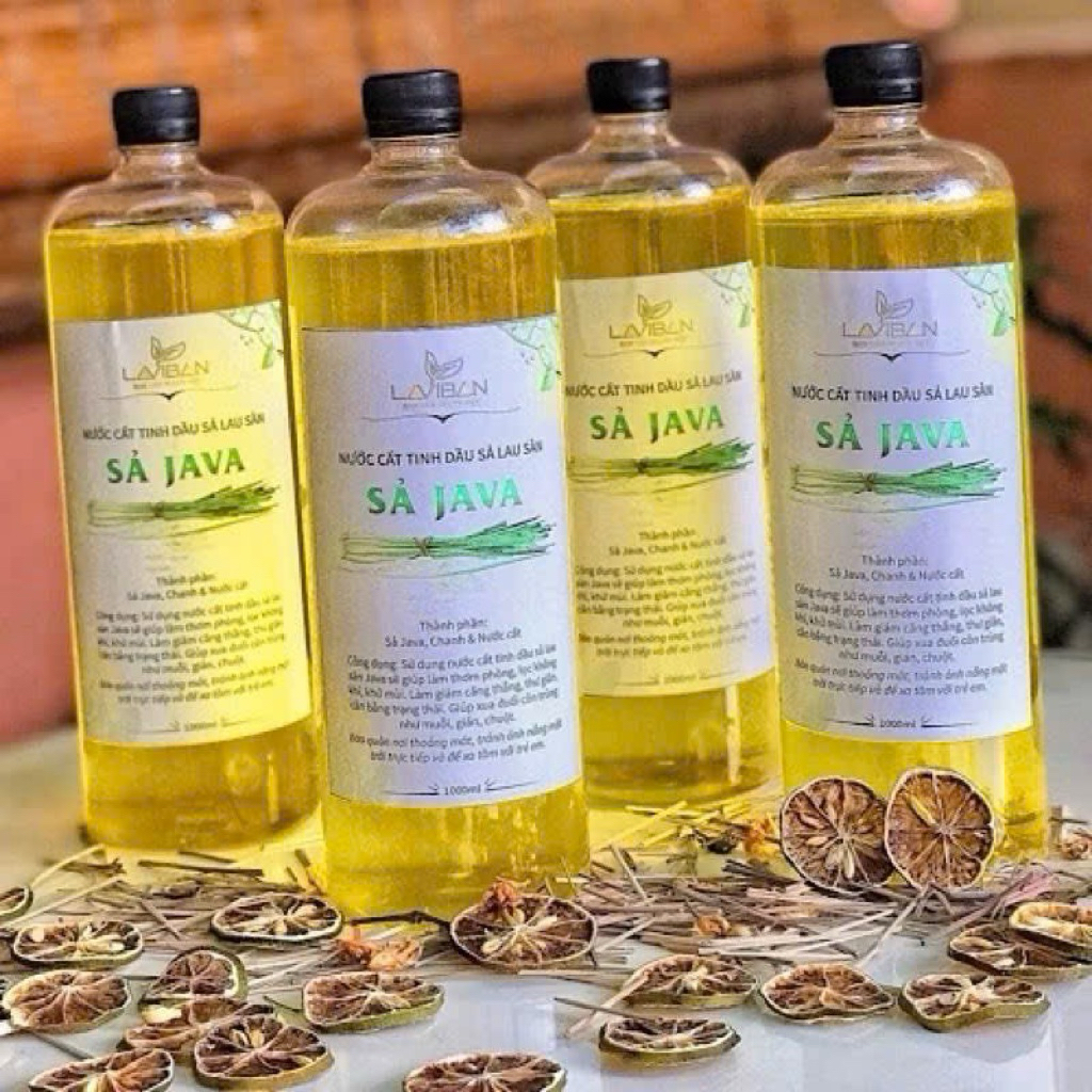 Nước Cất Tinh Dầu Sả Loại 1 LAVIBAN xông phòng, lau phòng ,đuổi muỗi (1 Lít)