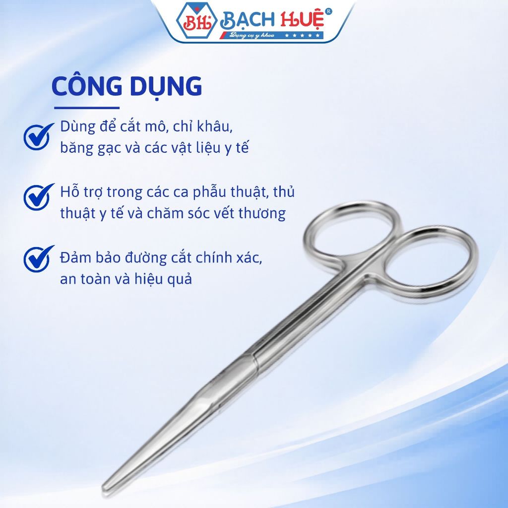 Kéo Mét Metzenbaum Thẳng / Cong Cao Cấp – Kéo Phẫu Phẫu Thuật Bóc Tách Mô Inox Chuẩn Y Tế Đủ Size