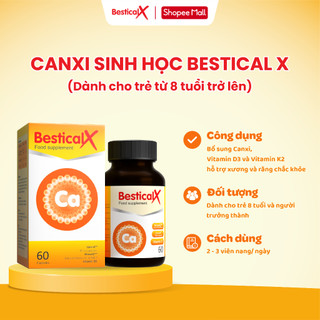 [Tặng 1 BesticalX 30v] Combo 3 hộp Canxi Bestical X (60 viên) - Bổ sung Canxi, D3K2 cho trẻ từ 8 tuổi (Không tích điểm)