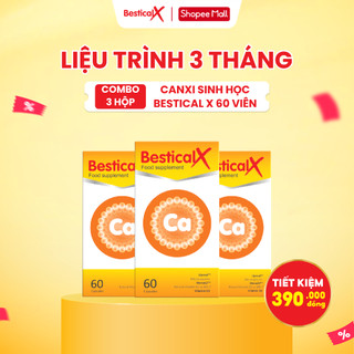 [Quà tùy chọn] Combo 3 hộp Canxi Bestical X (60 viên) - Bổ sung Canxi, D3K2 cho trẻ từ 8 tuổi (Không tích điểm)