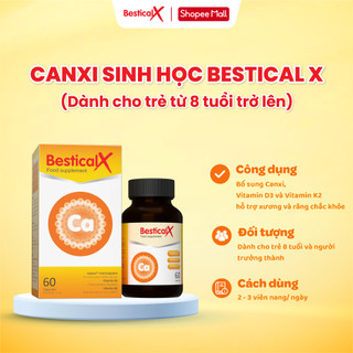 [Tặng 1 BesticalX 30v] Combo 3 hộp Canxi Bestical X (60 viên) - Bổ sung Canxi, D3K2 cho trẻ từ 8 tuổi (Không tích điểm)