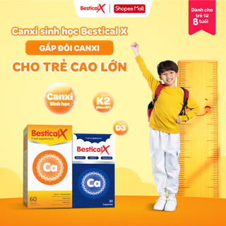 [Tặng 1 BesticalX 30v] Combo 3 hộp Canxi Bestical X (60 viên) - Bổ sung Canxi, D3K2 cho trẻ từ 8 tuổi (Không tích điểm)